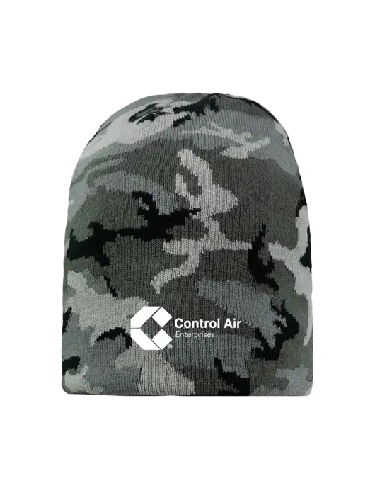 Grey Camo Element Knit Beanie w/Control Air Enterprises Logo