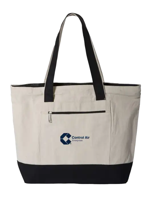 Natural/Black Zippered Tote  w/Control Air Enterprises Logo