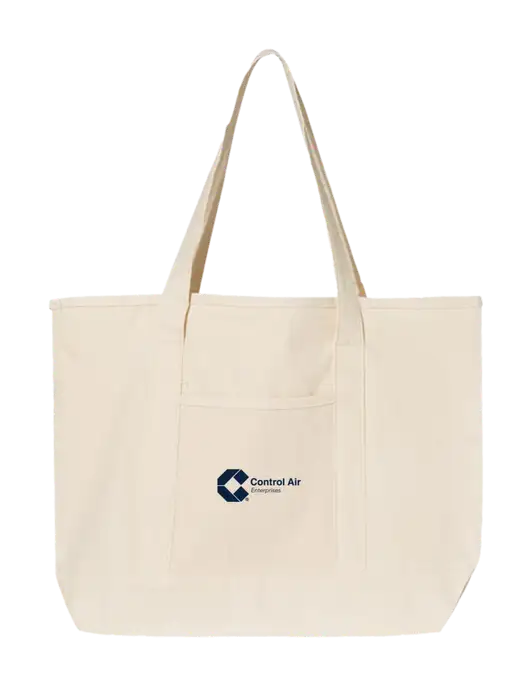Natural Large Canvas Deluxe Tote w/Control Air Enterprises Logo
