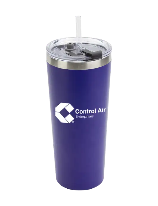 Brighton Blue 20 oz Insulated Tumbler & Straw w/Control Air Enterprises Logo