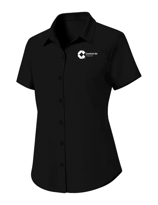 Womens Black Short Sleeve UV Dockside Shirt w/Control Air Enterprises Logo