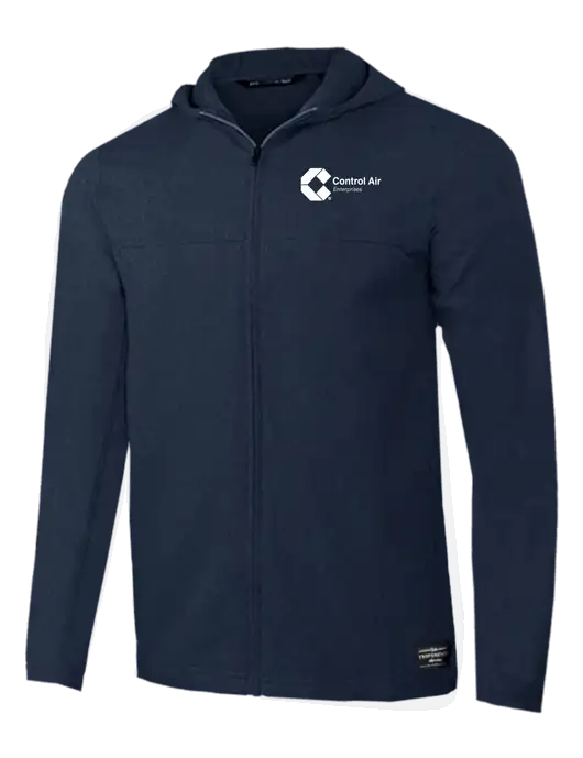 TravisMathew Dark Heather Navy Balboa Hooded Full-Zip Jacket w/Control Air Enterprises Logo