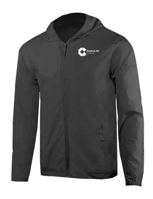 Rainy Day Ultra Lightweight Dark Grey Windbreaker Full-Zip Jacket w/Control Air Enterprises Logo
