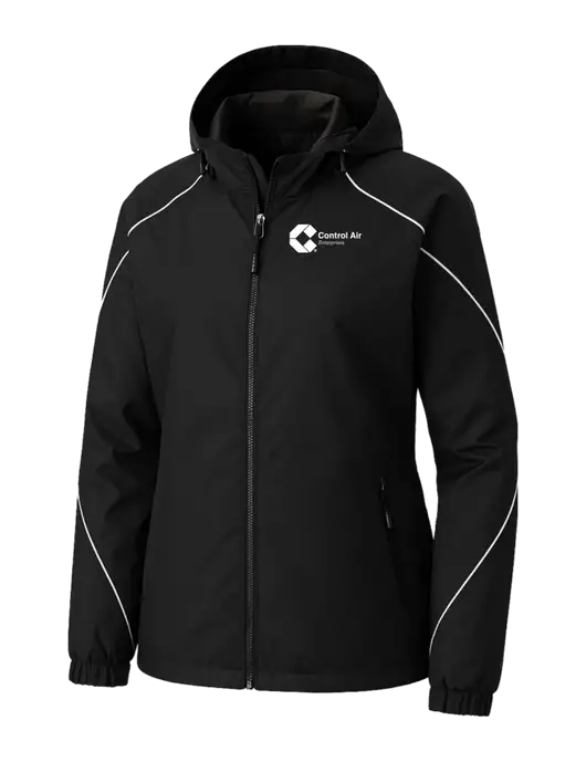 Womens Angle 3-in-1 Black Jacket with Fleece Liner w/Control Air Enterprises Logo, Control Air Enterprises Logo