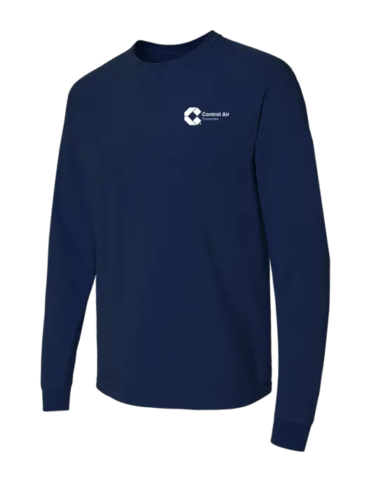 Comfort Colors Garment-Dyed Dark Navy Heavyweight Long Sleeve T-Shirt w/Control Air Enterprises Logo