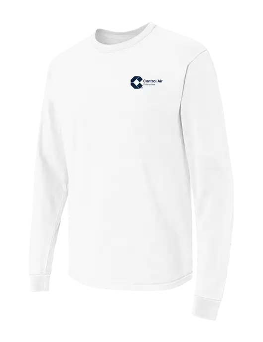 Comfort Colors Garment-Dyed White Heavyweight Long Sleeve T-Shirt w/Control Air Enterprises Logo