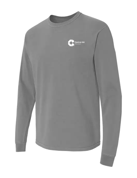 Comfort Colors Garment-Dyed Medium Grey Heavyweight Long Sleeve T-Shirt w/Control Air Enterprises Logo