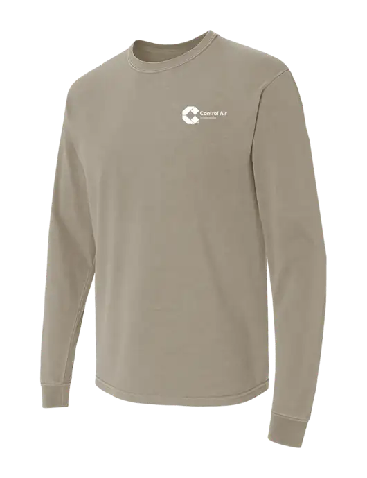 Comfort Colors Garment-Dyed Light Taupe Heavyweight Long Sleeve T-Shirt w/Control Air Enterprises Logo
