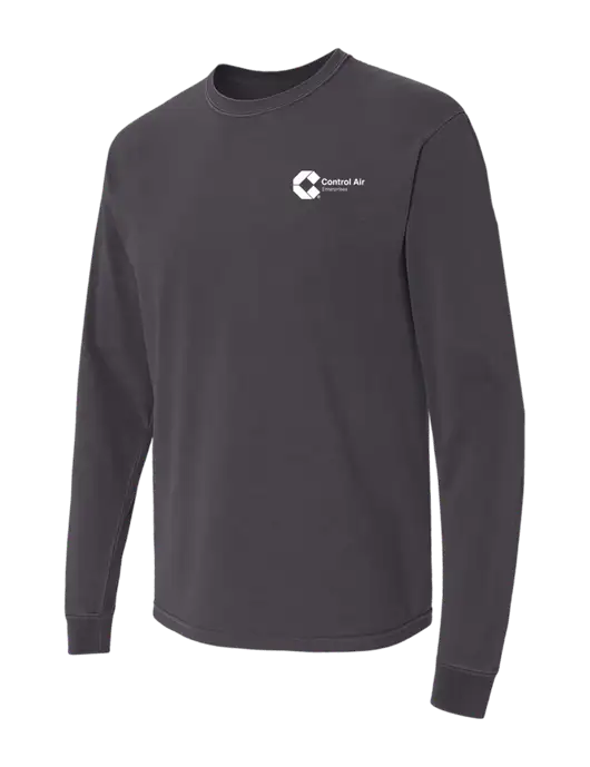 Comfort Colors Garment-Dyed Dark Grey Heavyweight Long Sleeve T-Shirt w/Control Air Enterprises Logo