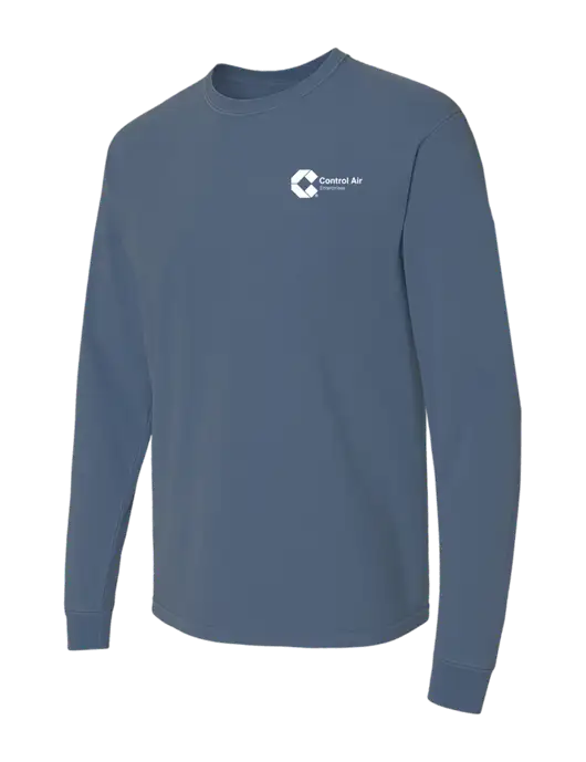 Comfort Colors Garment-Dyed Blue Slate Heavyweight Long Sleeve T-Shirt w/Control Air Enterprises Logo