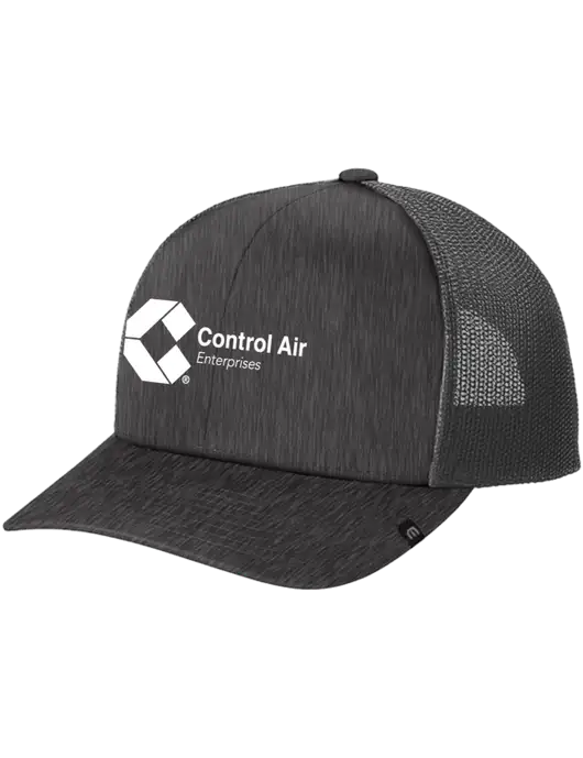 TravisMathew Very Dark Grey Heather Cruz Trucker Cap w/Control Air Enterprises Logo