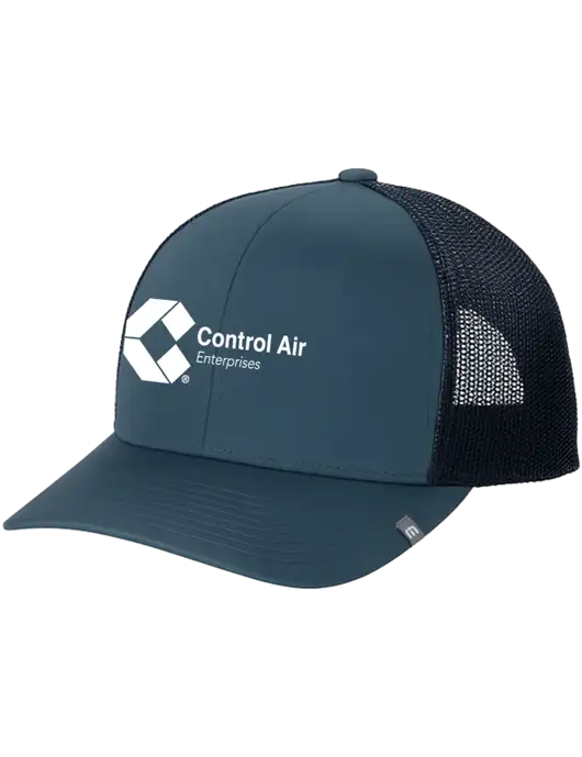 TravisMathew Dark Slate Blue Cruz Trucker Cap w/Control Air Enterprises Logo