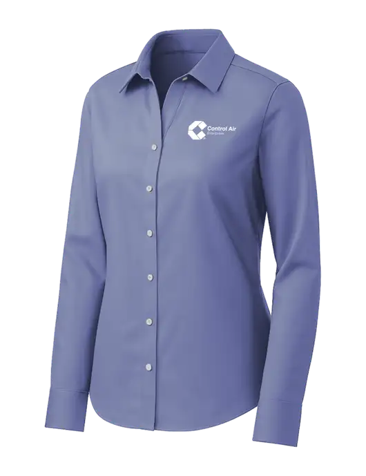 Brooks Brothers Womens Royal Blue Wrinkle-Free Stretch Pinpoint Shirt w/Control Air Enterprises Logo