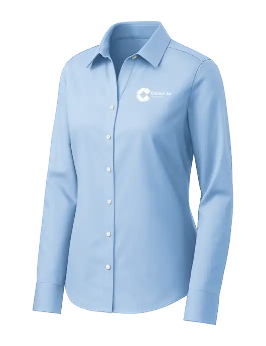 Brooks Brothers Womens Light Blue Wrinkle-Free Stretch Pinpoint Shirt w/Control Air Enterprises Logo