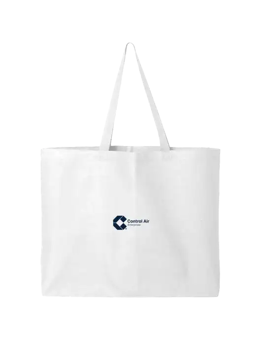 Sturdy Canvas White Tote w/Control Air Enterprises Logo
