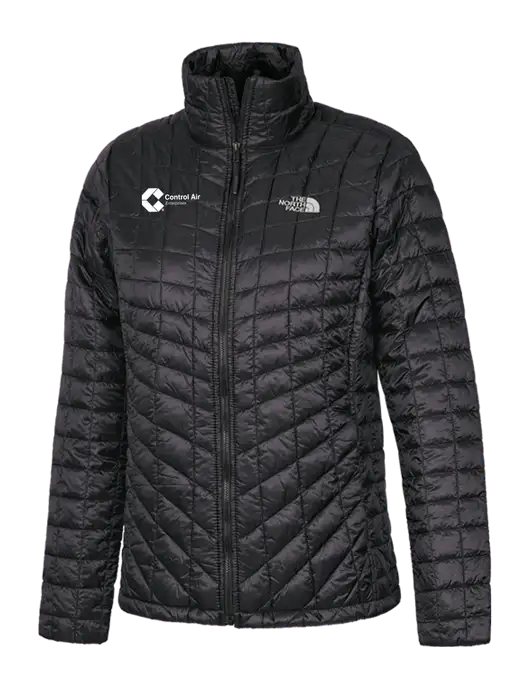 North Face Womens Matte Black ThermoBall Trekker Jacket w/Control Air Enterprises Logo