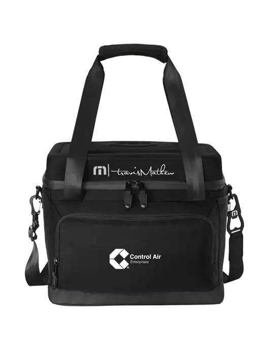 TravisMathew Black Cruise 24-Can Cooler w/Control Air Enterprises Logo
