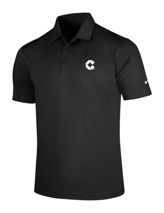 NIKE Black Dri-Fit Vertical Mesh Polo w/Control Air Icon Logo