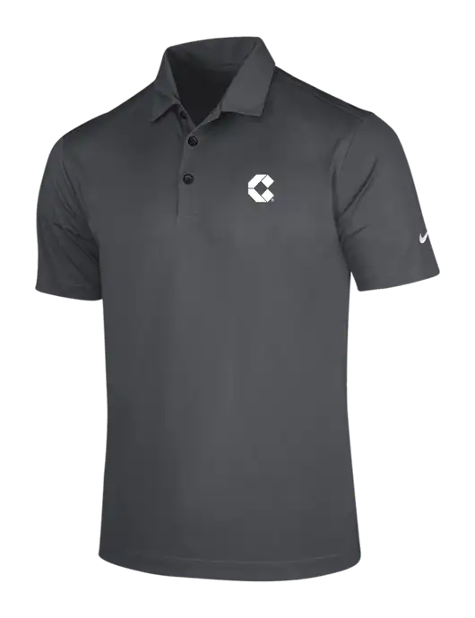 NIKE Dark Grey Dri-Fit Vertical Mesh Polo w/Control Air Icon Logo