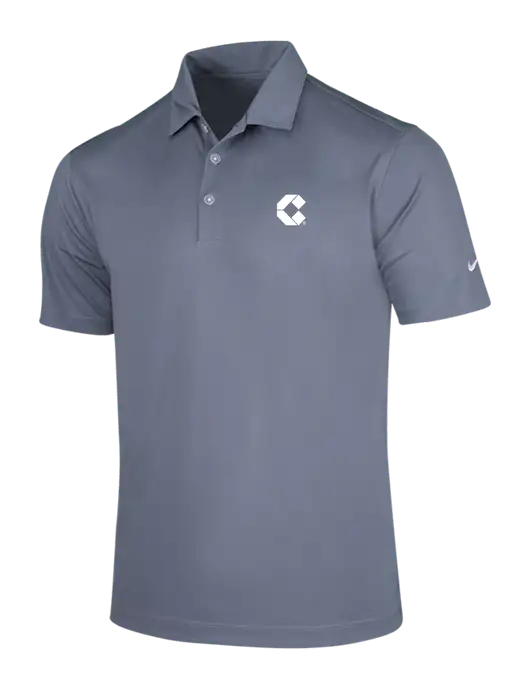 NIKE Medium Grey Dri-Fit Vertical Mesh Polo w/Control Air Icon Logo