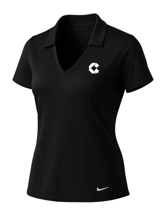 NIKE Black Womens Dri-Fit Vertical Mesh Polo w/Control Air Icon Logo