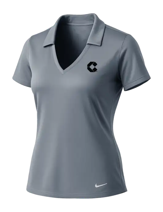 NIKE Medium Grey Womens Dri-Fit Vertical Mesh Polo w/Control Air Icon Logo