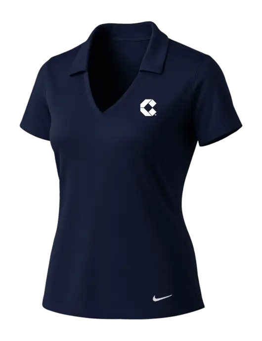 NIKE Dark Navy Womens Dri-Fit Vertical Mesh Polo w/Control Air Icon Logo