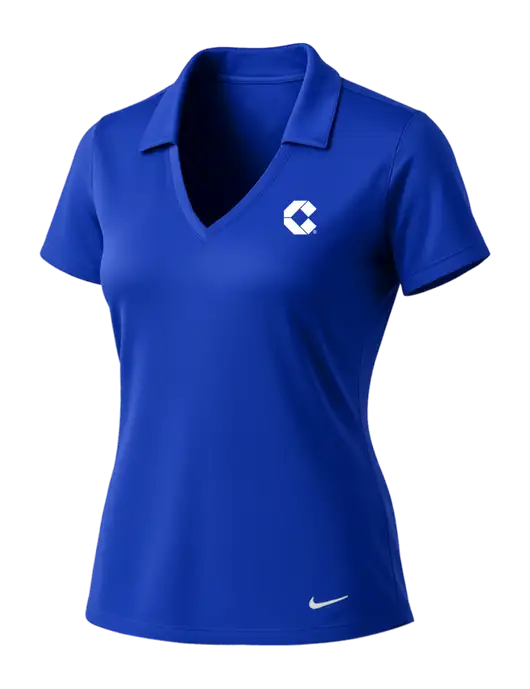 NIKE Dark Royal Womens Dri-Fit Vertical Mesh Polo w/Control Air Icon Logo