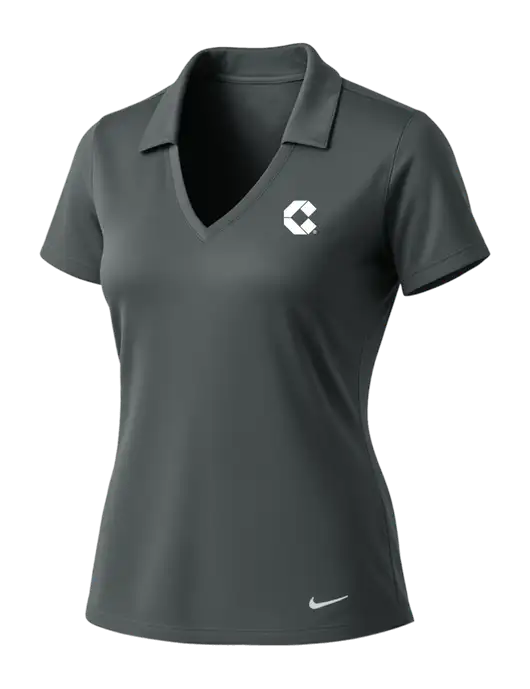 NIKE Dark Grey Womens Dri-Fit Vertical Mesh Polo w/Control Air Icon Logo