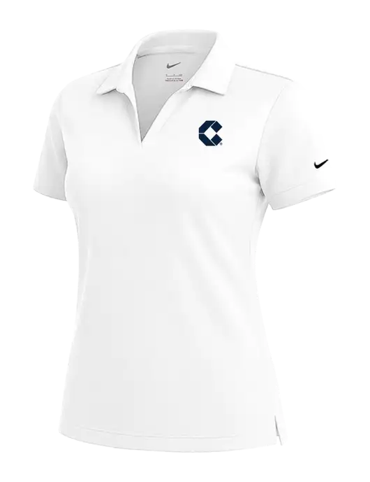 NIKE White Womens Dri-Fit Micro Pique Polo w/Control Air Icon Logo