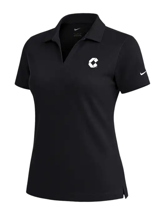 NIKE Black Womens Dri-Fit Micro Pique Polo w/Control Air Icon Logo