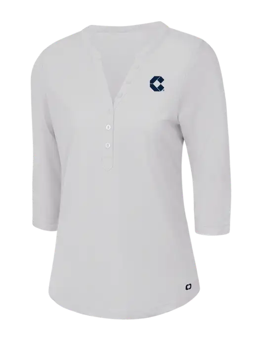 OGIO Bright White Jewel Henley w/Control Air Icon Logo