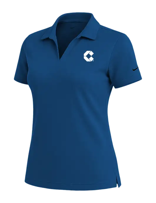 NIKE Dark Royal Womens Dri-Fit Micro Pique Polo w/Control Air Icon Logo