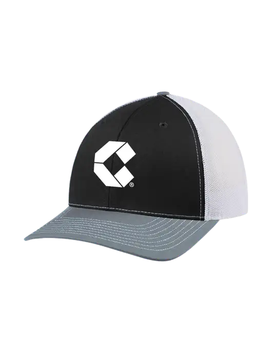 Richardson Adjustable Snapback Original 112 Trucker Cap Black/Light Heather Grey/White Mesh w/Control Air Icon Logo