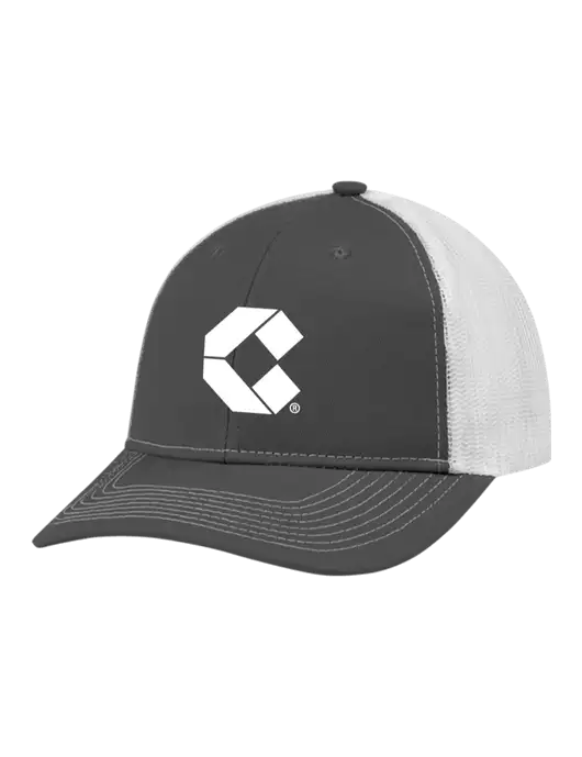 Snapback Ponytail Trucker Cap Dark Grey w/White Mesh w/Control Air Icon Logo