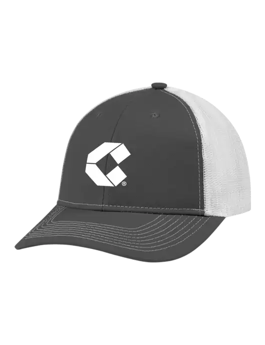 Snapback Ponytail Trucker Cap Dark Grey w/White Mesh w/Control Air Icon Logo