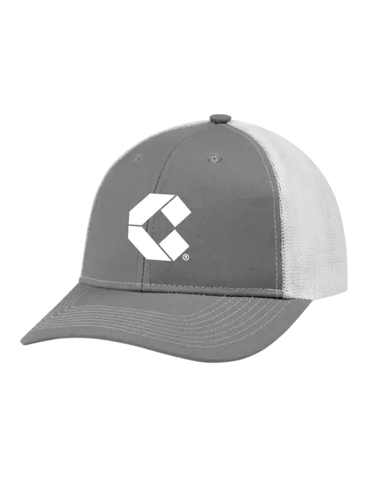 Snapback Ponytail Trucker Cap Light Medium Heather Grey w/White Mesh w/Control Air Icon Logo