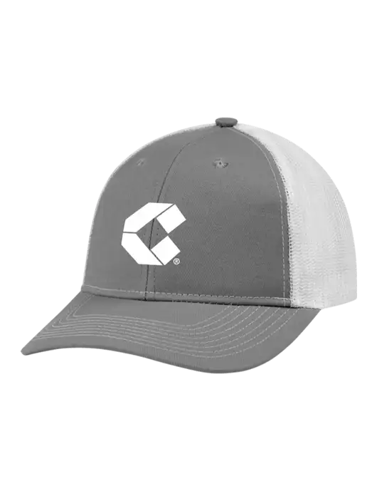 Snapback Ponytail Trucker Cap Light Medium Heather Grey w/White Mesh w/Control Air Icon Logo