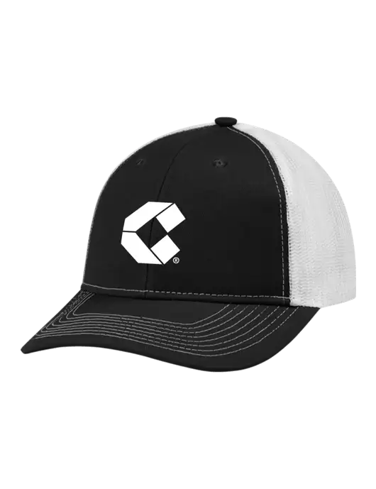 Snapback Ponytail Trucker Cap Black w/White Mesh w/Control Air Icon Logo
