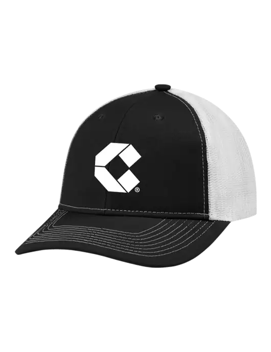 Snapback Ponytail Trucker Cap Black w/White Mesh w/Control Air Icon Logo