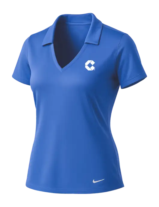 NIKE Light Royal Womens Dri-Fit Vertical Mesh Polo w/Control Air Icon Logo